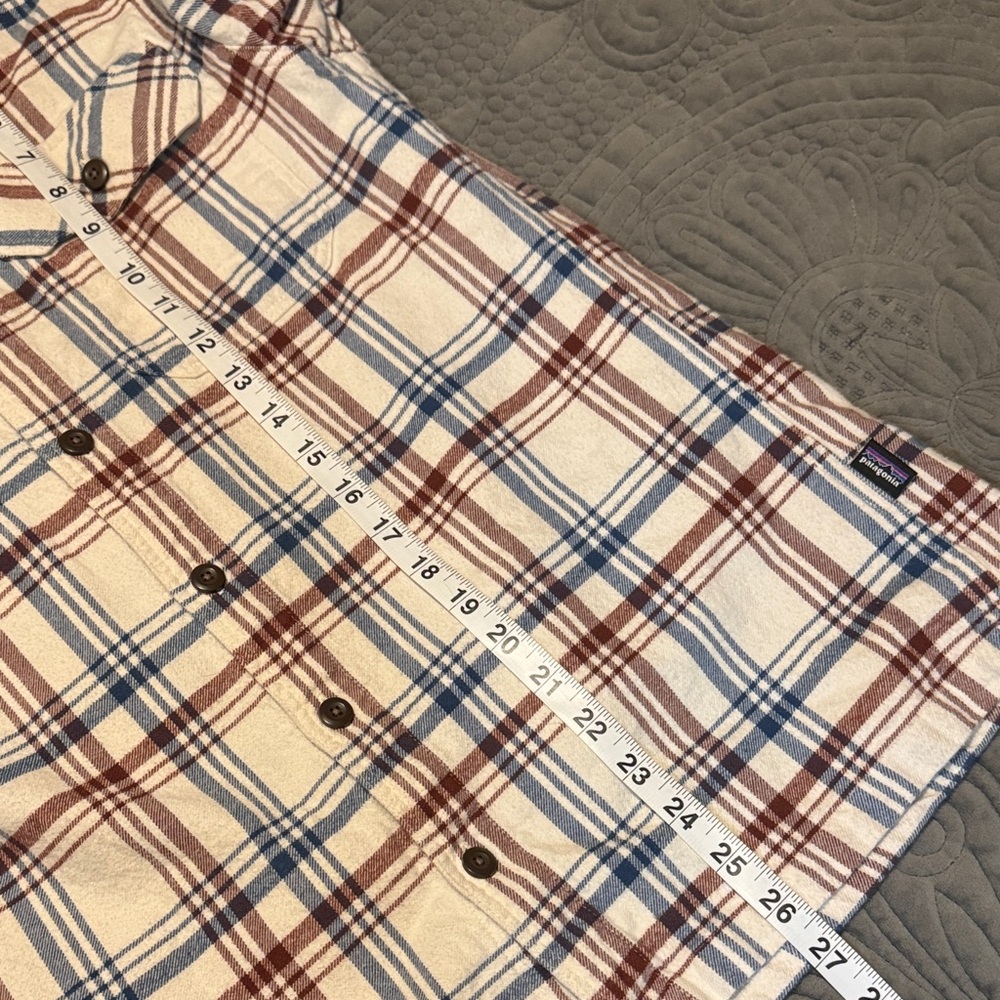 Patagonia Cream and Blue Plaid Button Down Shirt - Picture 8 of 9
